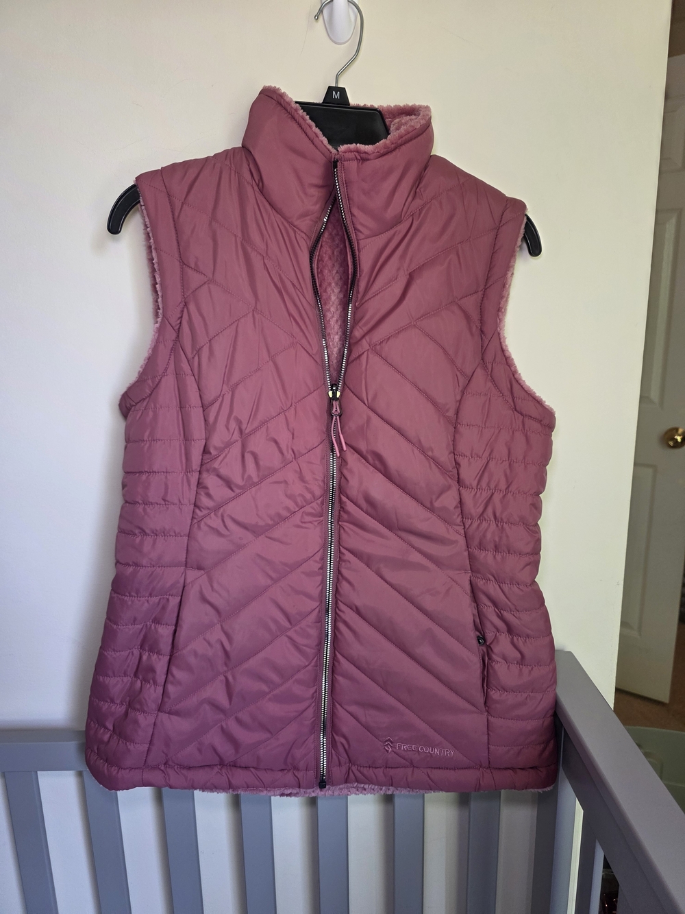 Free Country Women's Quilted Mauve Pink Sleeveless Reversible Puffer Vest Size M